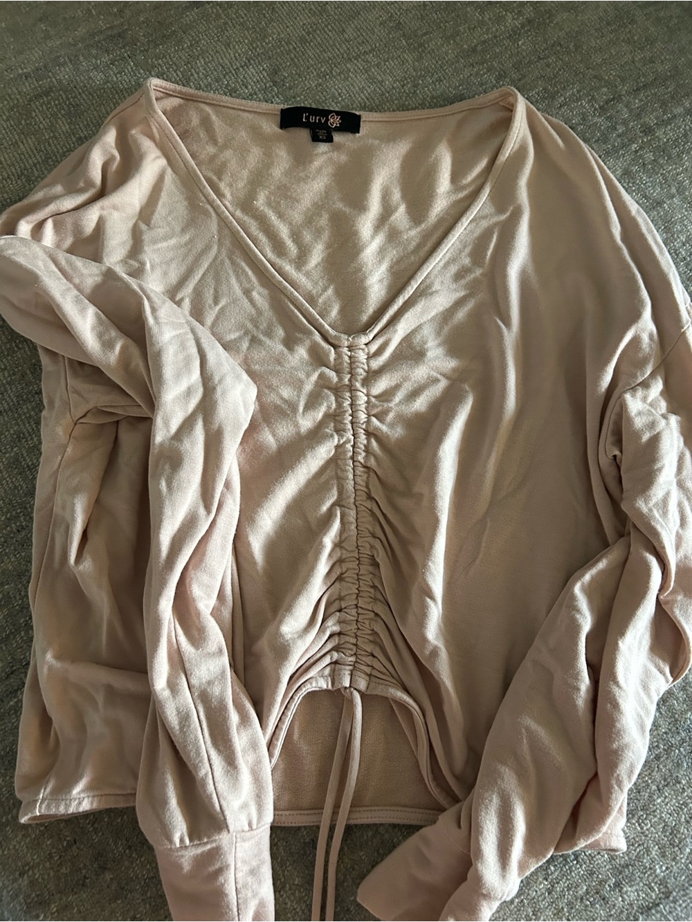 L'URV Blush Ruched V-Neck Long Sleeve Top
